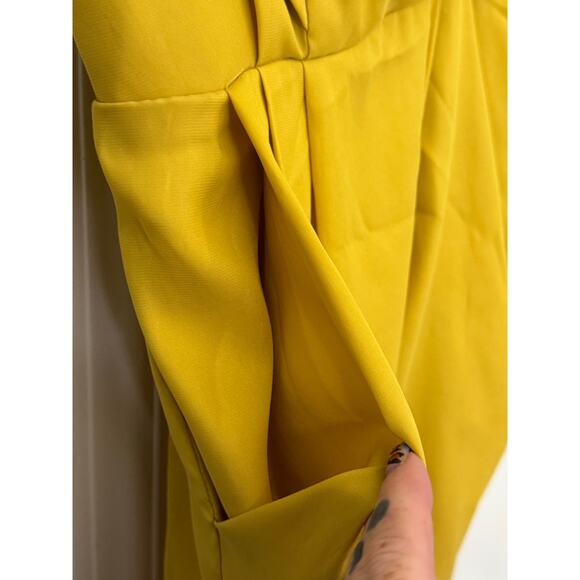 BCB GENERATION ONE SHOULDER DRESS POCKETS YELLOW WOMENS SIZE XS - Picture 2 of 5
